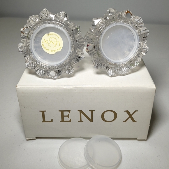 Lenox Lead Crystal Christmas Tree Salt & Pepper Shaker Set Rhinestones - Picture 2 of 3